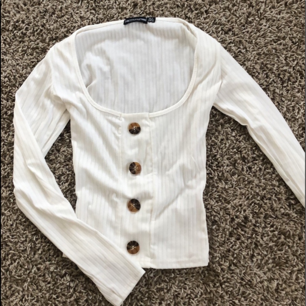 PrettyLittleThing White Button Detail Top